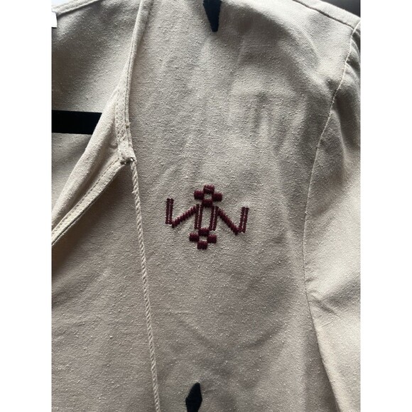 Madewell Women Shirt Small Silk Red Embroidered Aztec Print Tassel Poms Top - Picture 16 of 16